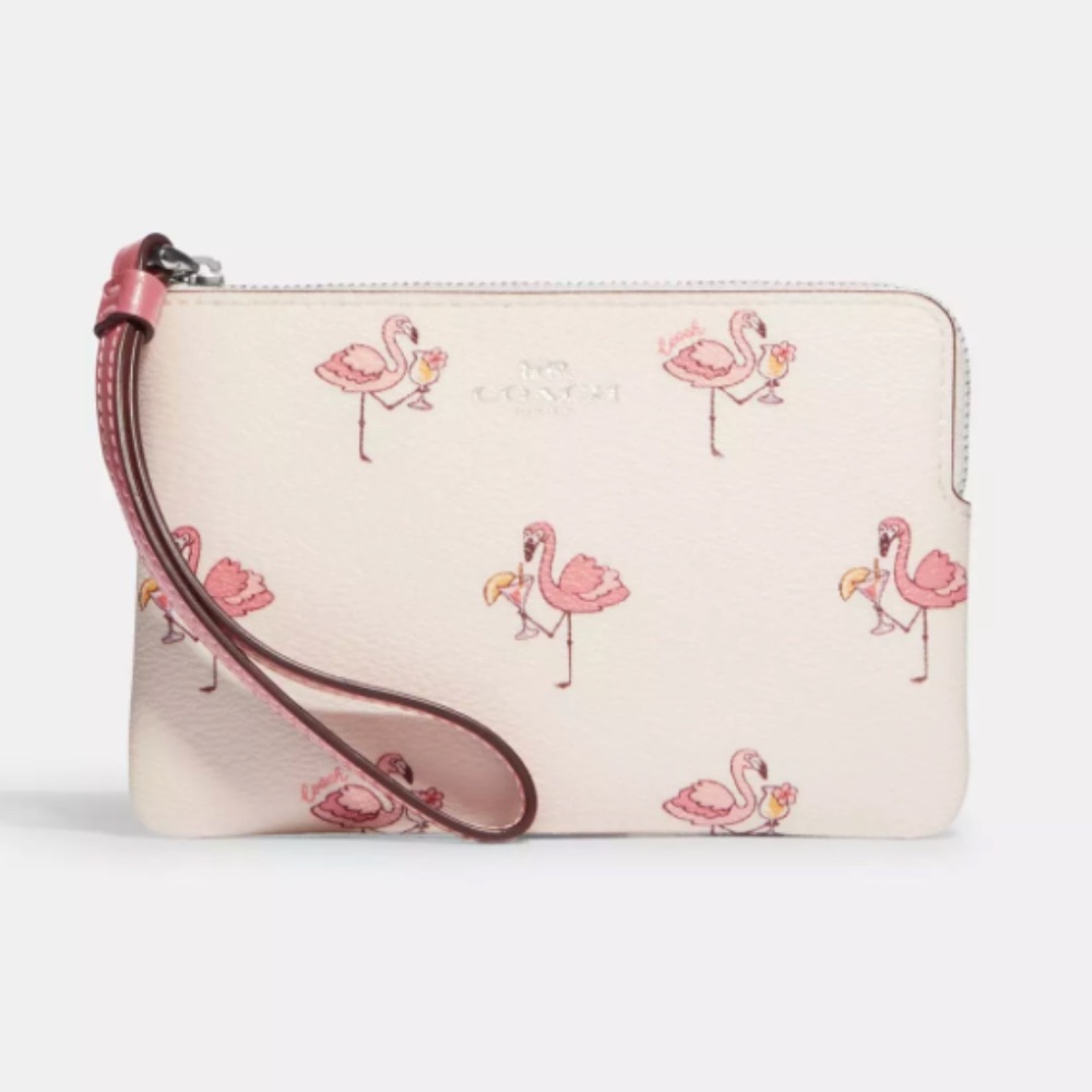 🦩 Cute Coach Wristlet with flamingos! 🦩